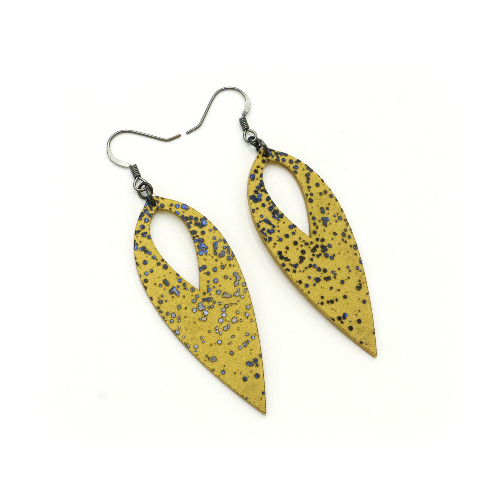 Celestial Blue and Gold Acrylic Earrings | Nativas [03R] | Elegant Statement Jewelry for Women | Perfect for Parties, Weddings, and Everyday Wear