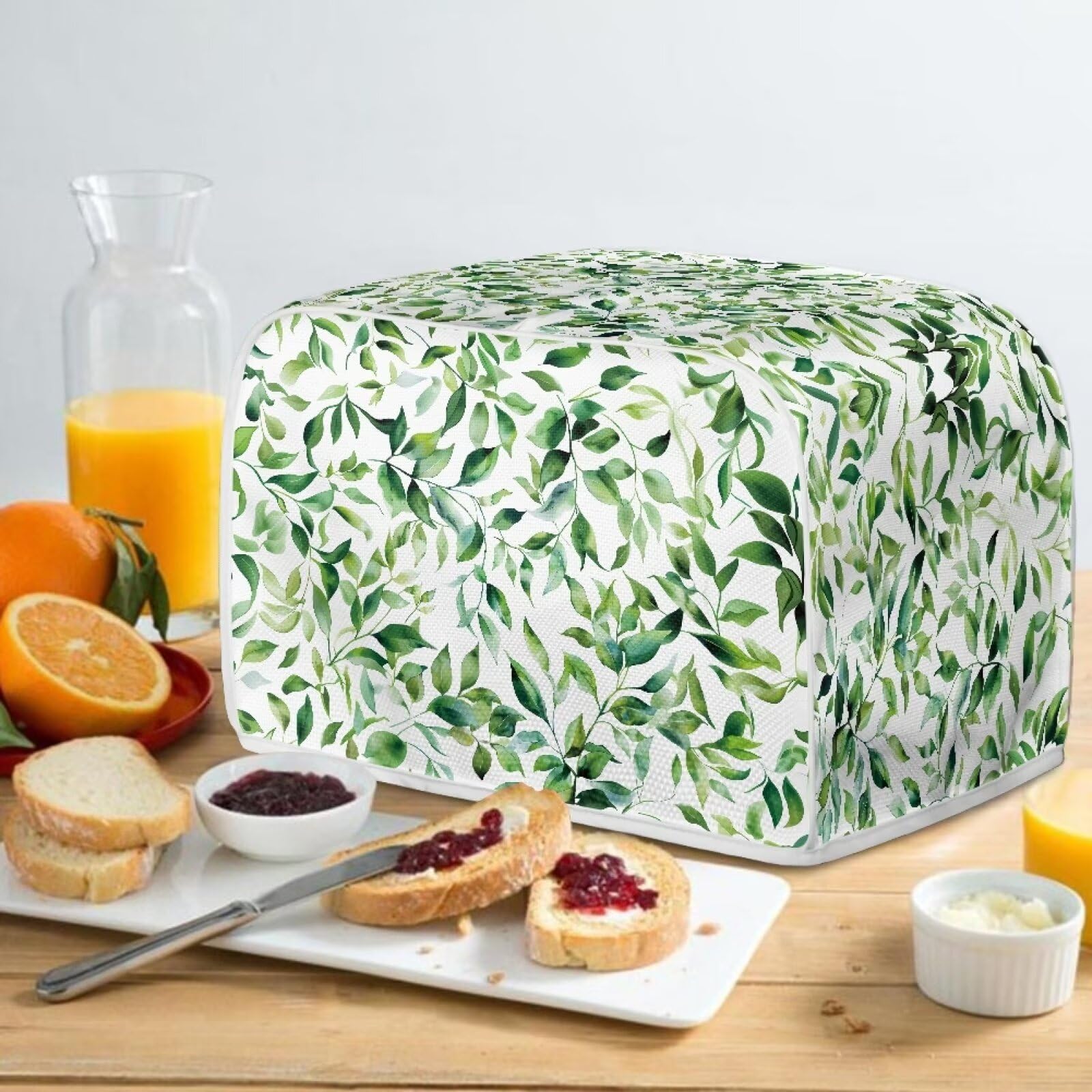 4 Slice Toaster Cover - Universal Fit for Most Standard Toasters, Dustproof & Stain-Resistant Kitchen Bakeware Protector (Leaf Green) - Keep Your Toaster Clean for Breakfast, Baking & Kitchen Use