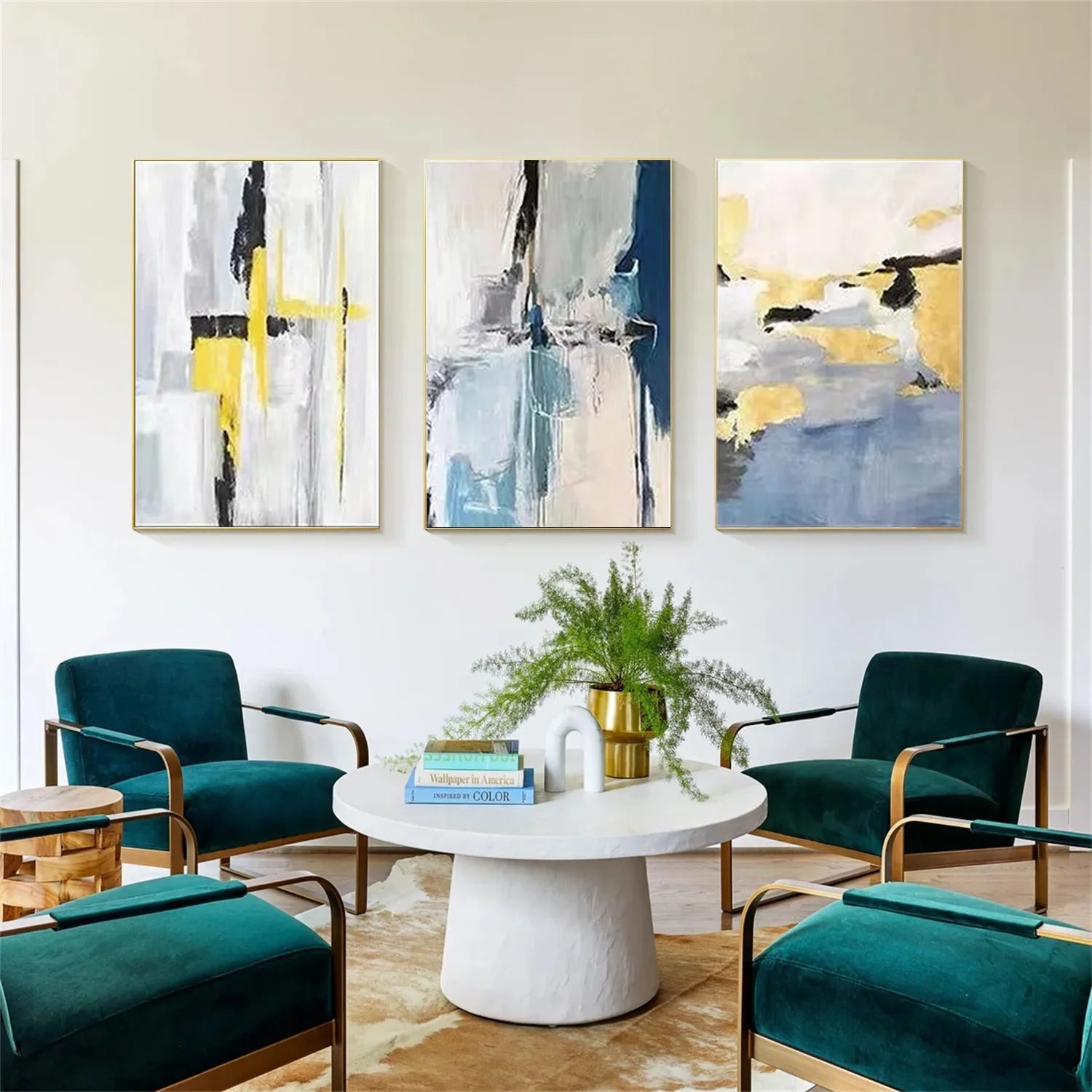 Abstract Painting Set of 3 - Modern Wall Art Canvas Prints for Living Room, Bedroom & Office Decor | #AB222