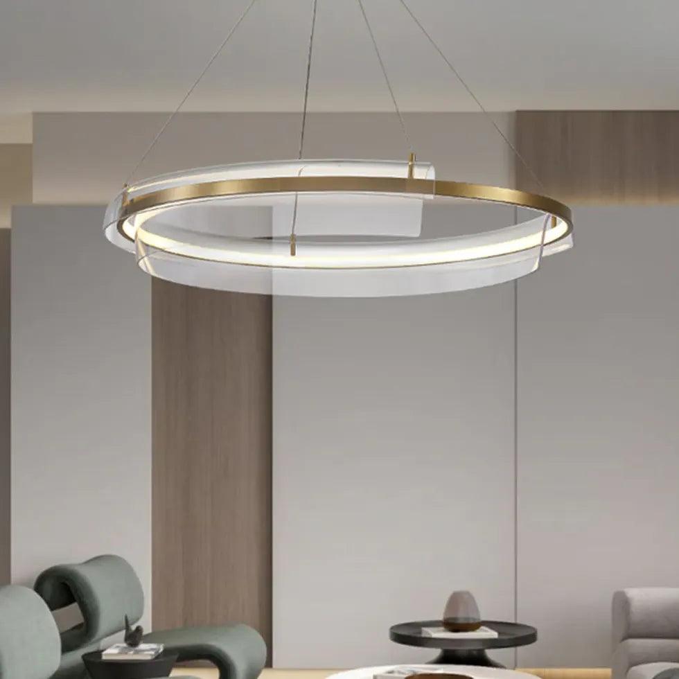 Modern Minimalist Gold Ring Design Pendant Light - Elegant Ceiling Fixture for Living Room, Bedroom, and Dining Room Decor