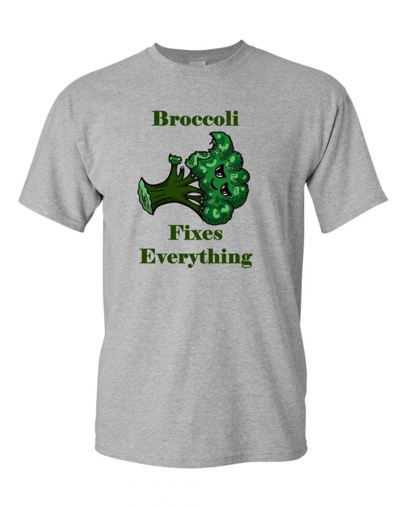Broccoli Fixes Everything Funny Adult T-Shirt - Trendy Graphic Tee for Casual Wear, Gym & Outings