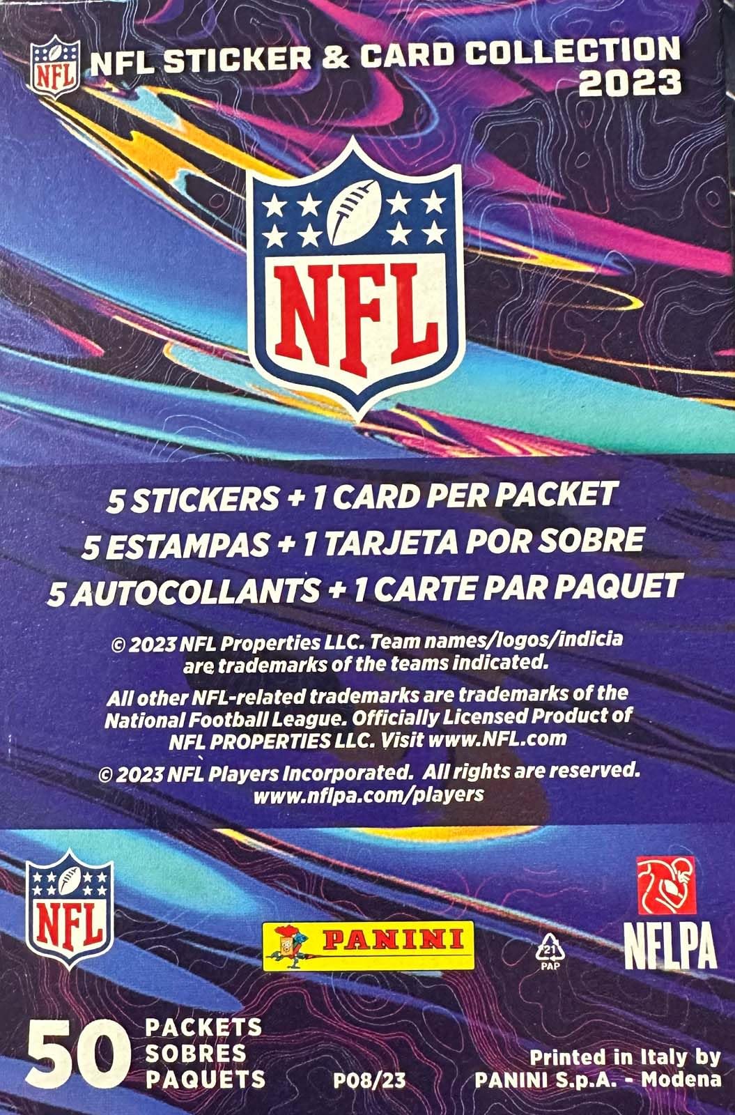 2023 Panini Football Sticker Collection Unopened Box - 50 Packs, 250 Stickers & 50 Cards Including Rookies & Stars - Perfect for Collectors, Trading & Fantasy Football Fans