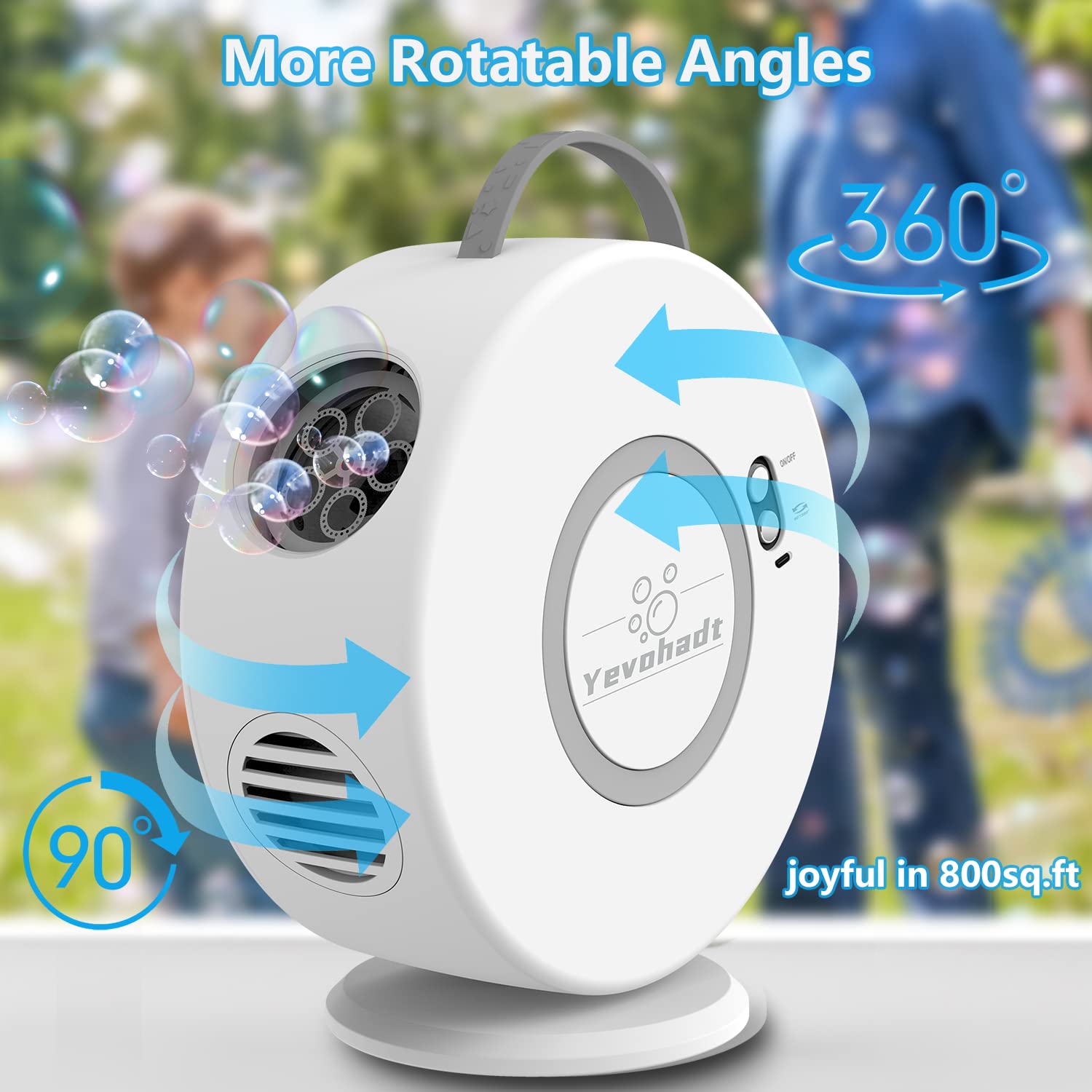 Automatic Bubble Blower for Kids - Rechargeable 360° Rotating Bubble Machine with 90° Tilt, Electric Bubble Maker Toy for Toddlers Age 3-5 | Perfect for Outdoor Play, Birthday Parties, Weddings & Backyard Fun