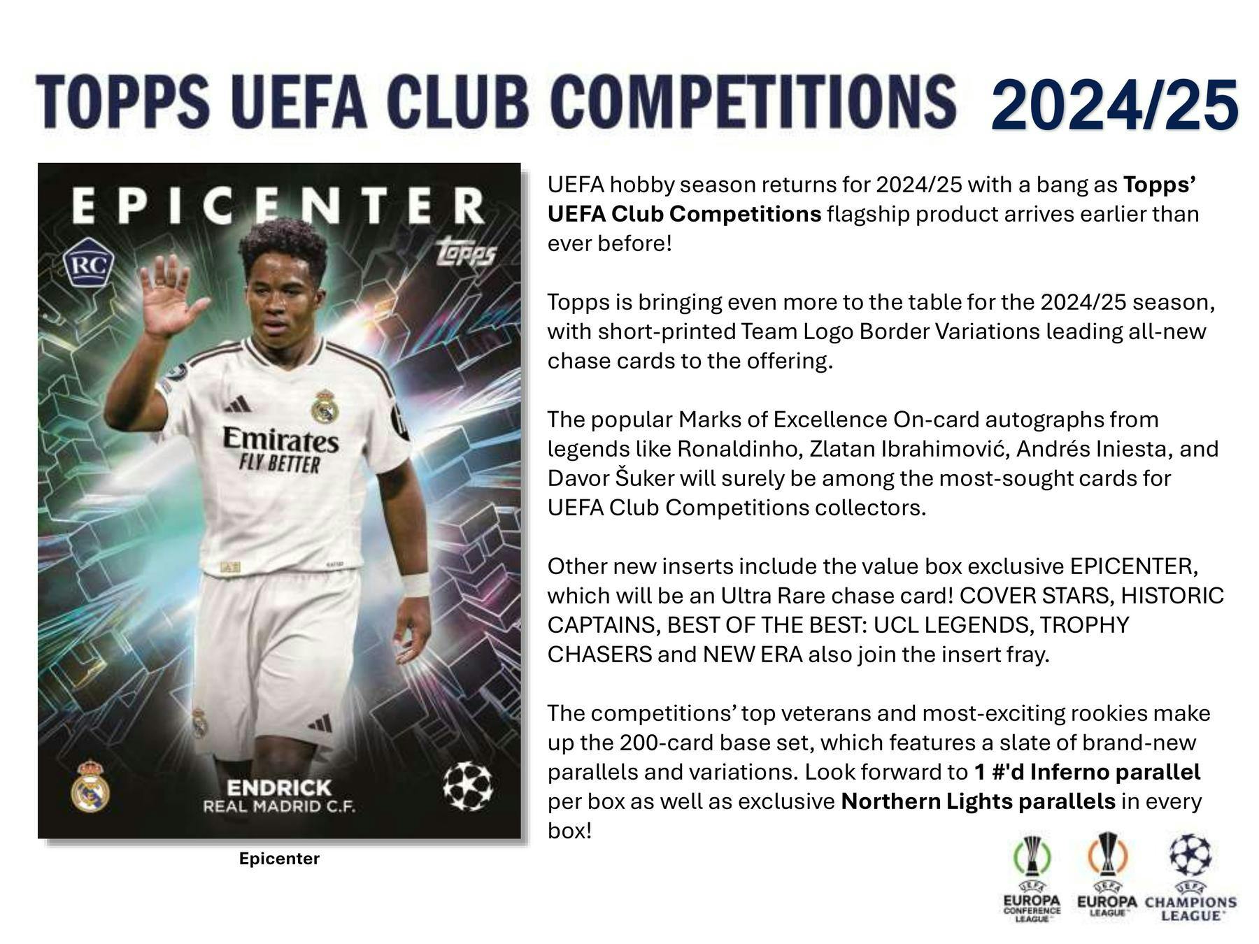 2024-2025 Topps UEFA Club Competitions Soccer 7 Pack Blaster Box - Collectible Soccer Trading Cards for Champions League & Europa League Fans - Perfect for Gifts, Collecting, and Game Day Trading