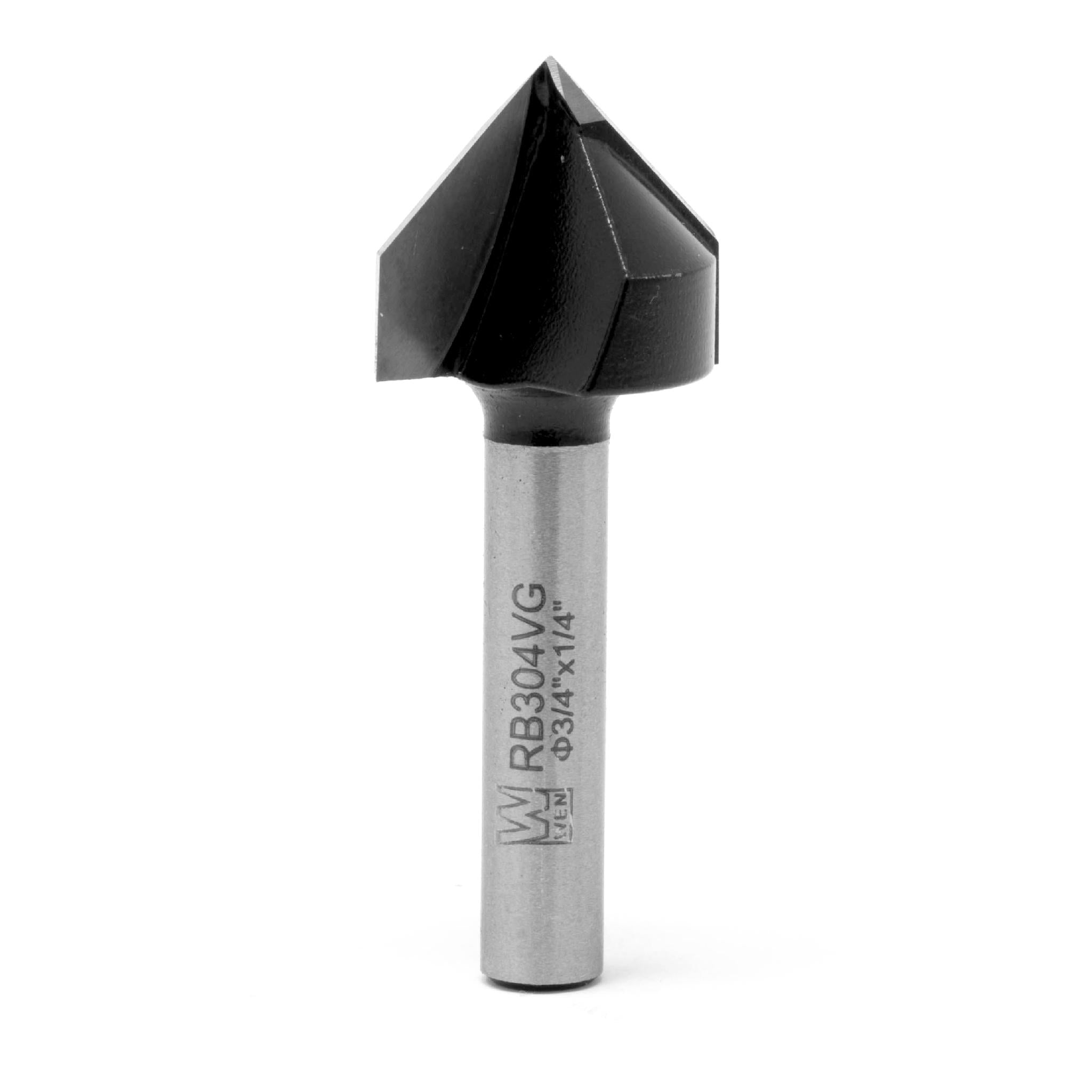 WEN RB304VG 3/4 Inch V Groove Carbide Tipped Router Bit with 1/4 Inch Shank - Perfect for Woodworking, Engraving, and DIY Projects