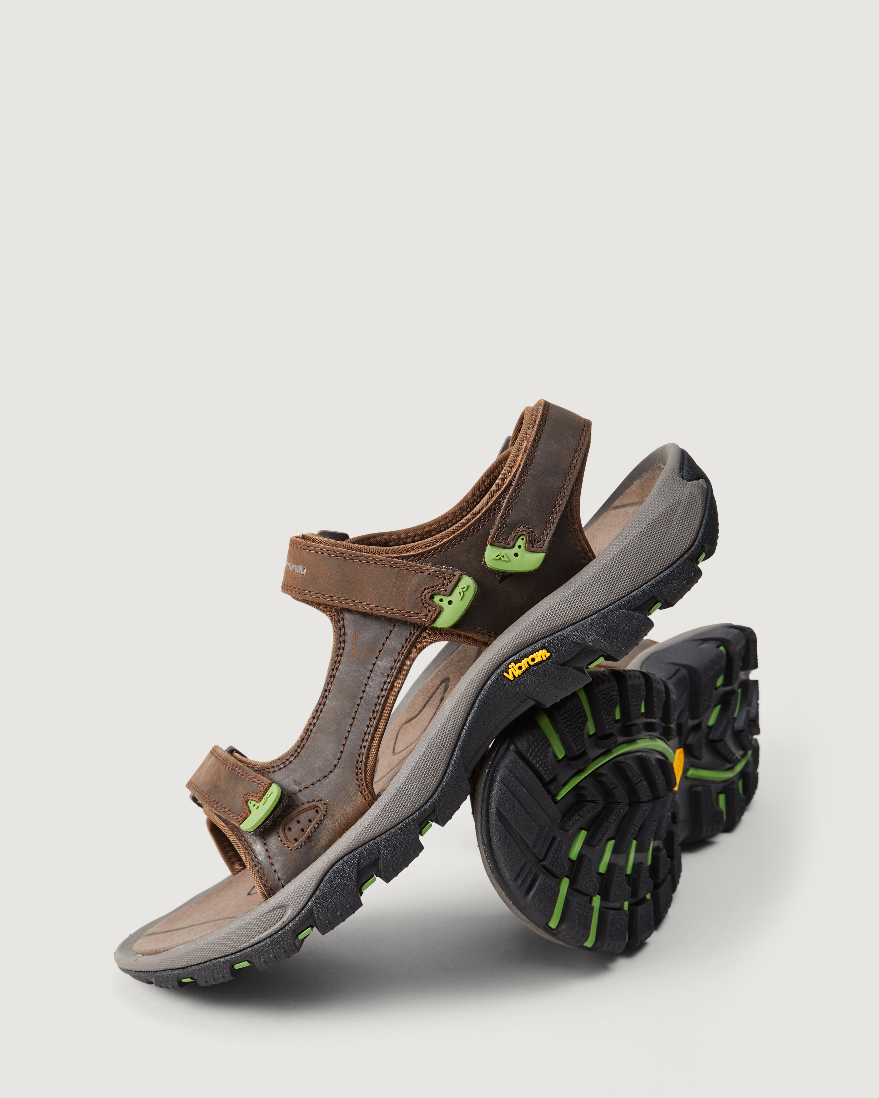 Men's Ingott Comfortable Leather Sandals - Dark Brown for Outdoor Walking & Beach Vacations