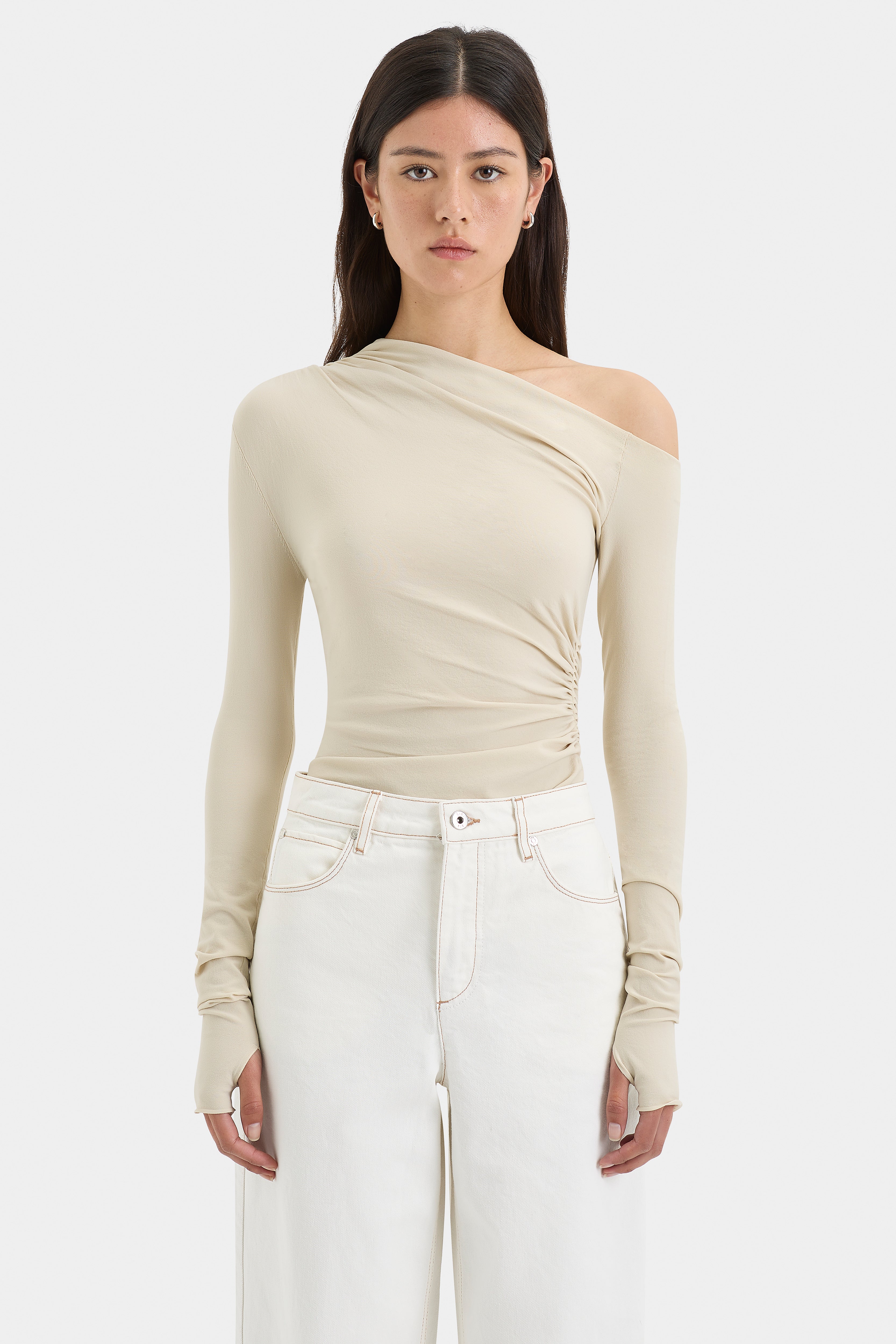 Lottie Gathered Top Women's Casual Blouse - Elegant Ruffled Sleeve Tunic Shirt for Work, Date Night & Spring Outfits