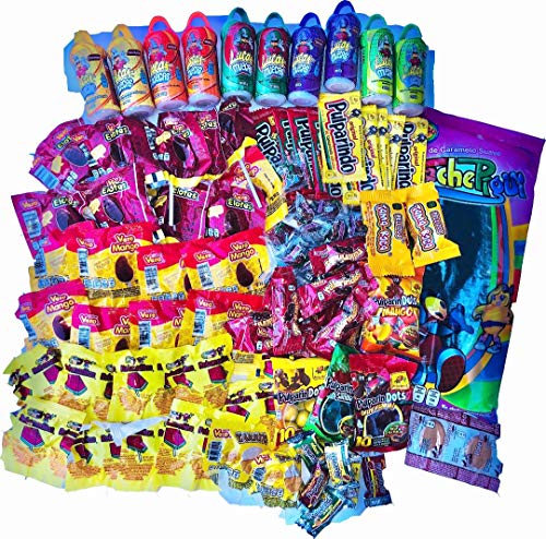 Assorted Mexican Candy Variety Pack (87 Count) – Spicy, Sweet & Sour Candies Bundle with Free 1oz French Bon Bon Watermelon Candy – Perfect for Parties, Gifts & Snacking