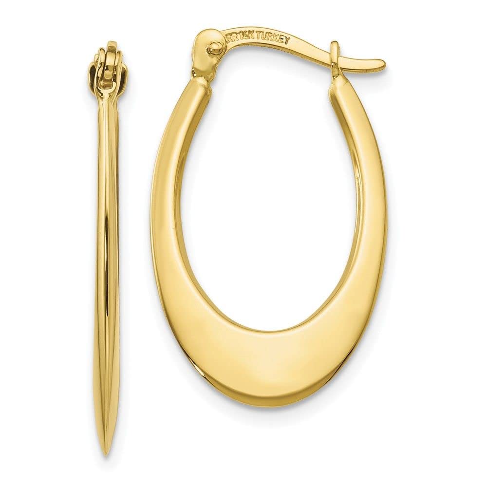 10K Yellow Gold Polished Hoop Earrings for Women - Classic Circle Huggie Earrings for Everyday Wear, Gift Giving & Special Occasions