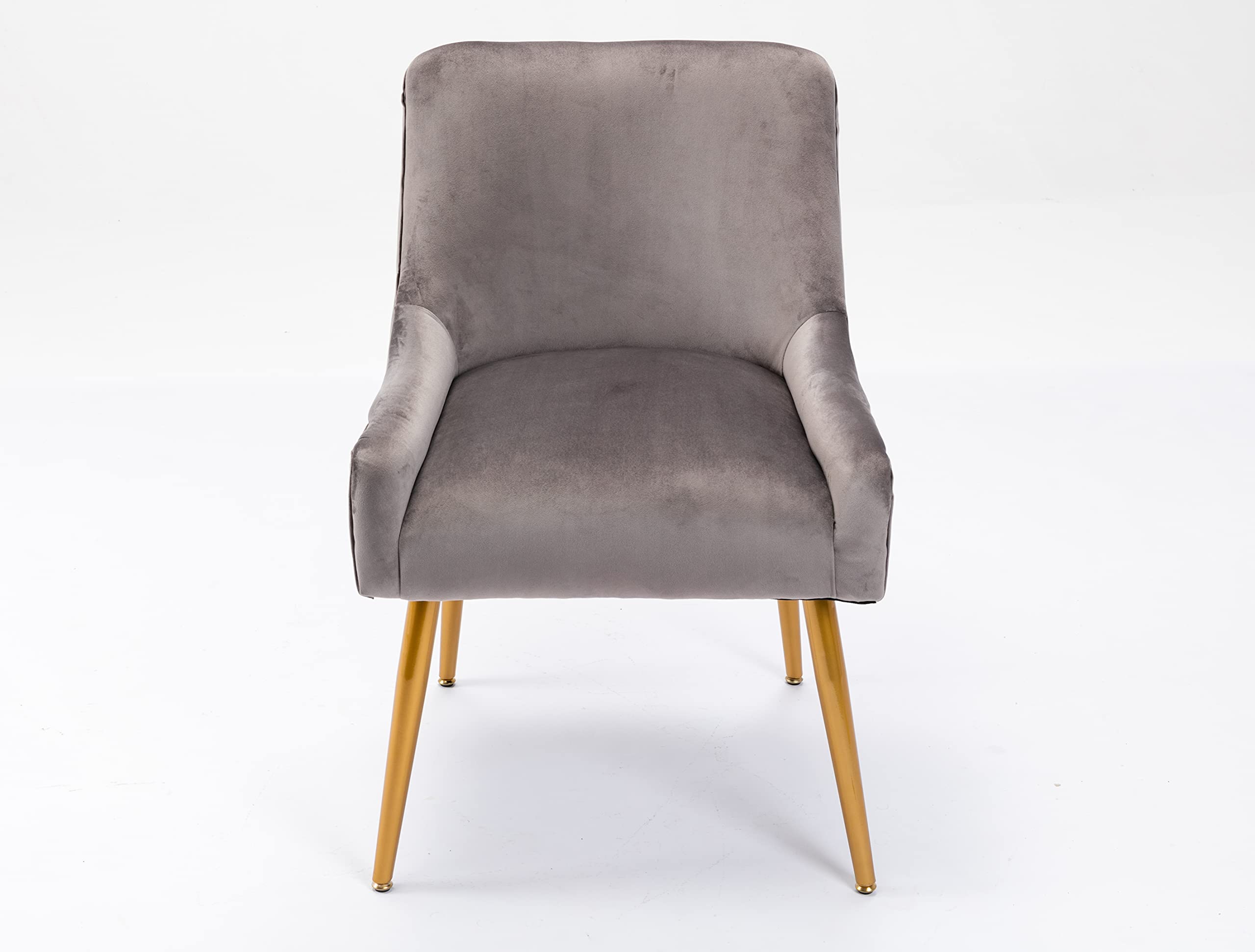 Luxury Velvet Accent Chair with Metal Legs - Modern Upholstered Armchair for Living Room, Bedroom, Office & Dining - Soft Grey Velvet Lounge Chair for Relaxing, Reading & Home Decor