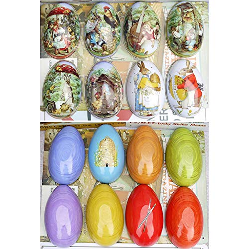 European Style Hollow Easter Egg Tin Candy Box - 8 Piece Set for Holiday Decor, Party Favors & Gift Giving (Random Patterns) | Perfect for Easter Celebrations, Spring Decorations & Sweet Treat Storage