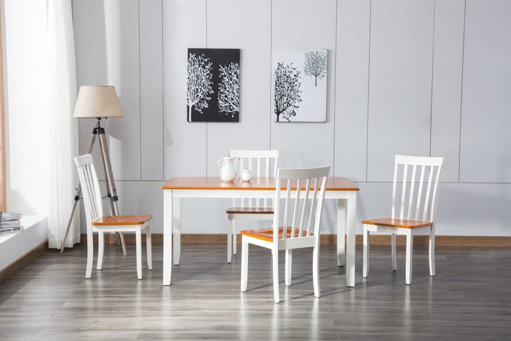 Boraam Bloomington White and Honey Oak Dining Table - Modern Farmhouse Style for Kitchen, Dining Room, or Breakfast Nook