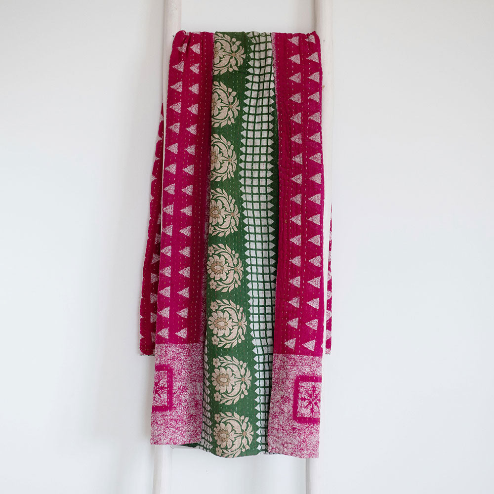 Unique Handmade Kantha Quilt KT7110 - Traditional Indian Patchwork Bedspread for Cozy Home Decor & Bohemian Style Bedroom