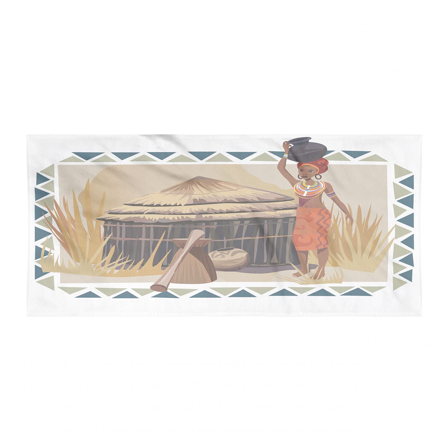 Ambesonne African Backpacking Towel - Quick Dry Soft Absorbent Microfiber Travel Towel with Traditional Savannah Life Graphic - Perfect for Camping, Hiking, Beach & Outdoor Adventures (Multicolor)