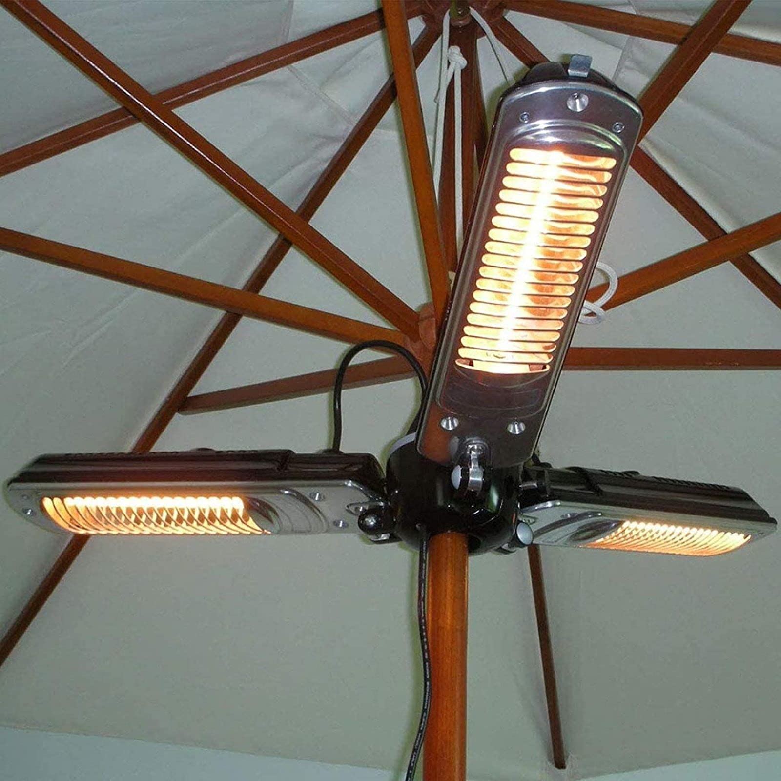Outdoor Patio Parasol Umbrella Heater - Portable Electric Infrared Space Heater with 3 Folding Panels for Garden, Pergola, Gazebo - Black | Perfect for Backyard, Deck, and Outdoor Dining Areas