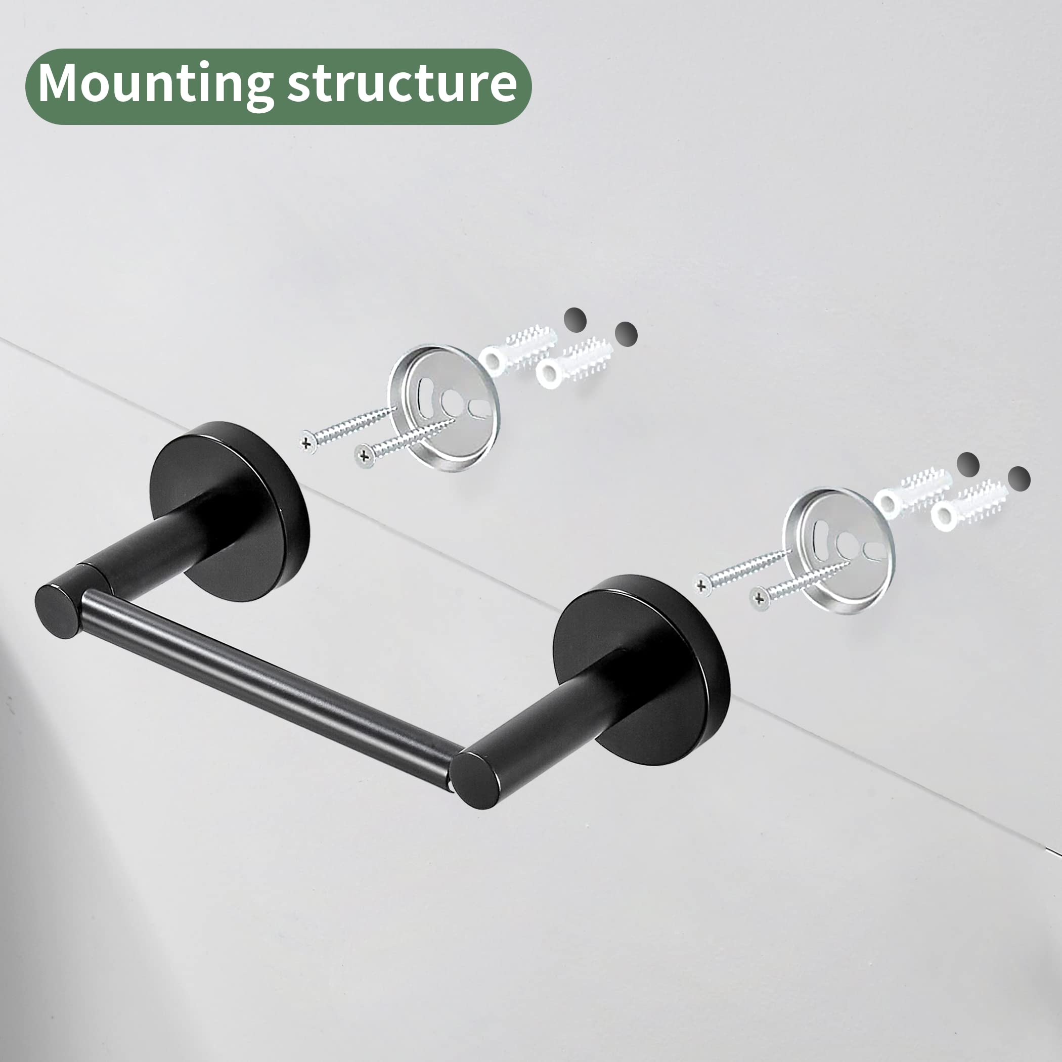 Stainless Steel Toilet Paper Holder & Hand Towel Ring Set - 2-Piece Matte Black Wall Mount Bathroom Accessories for Modern & Luxury Home Decor