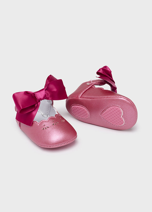 Mayoral Bow Buckle Shoes for Newborn Girls - Tulip Rose | Soft & Comfortable First Walkers for Baby Girls | Perfect for Special Occasions, Photo Shoots & Everyday Wear