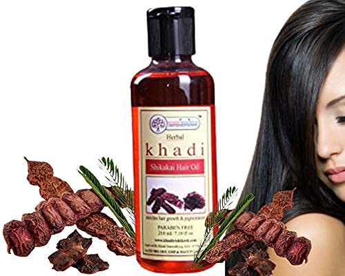 KHADI RISHIKESH Herbal Shikakai Hair Growth Oil - 100% Natural Ayurvedic Treatment for Healthy, Long & Strong Hair - Reduces Hair Fall, Fights Dandruff & Promotes Shine - Paraben-Free for Men & Women (210ml) - Perfect for Daily Hair Care & Scalp Nourishment