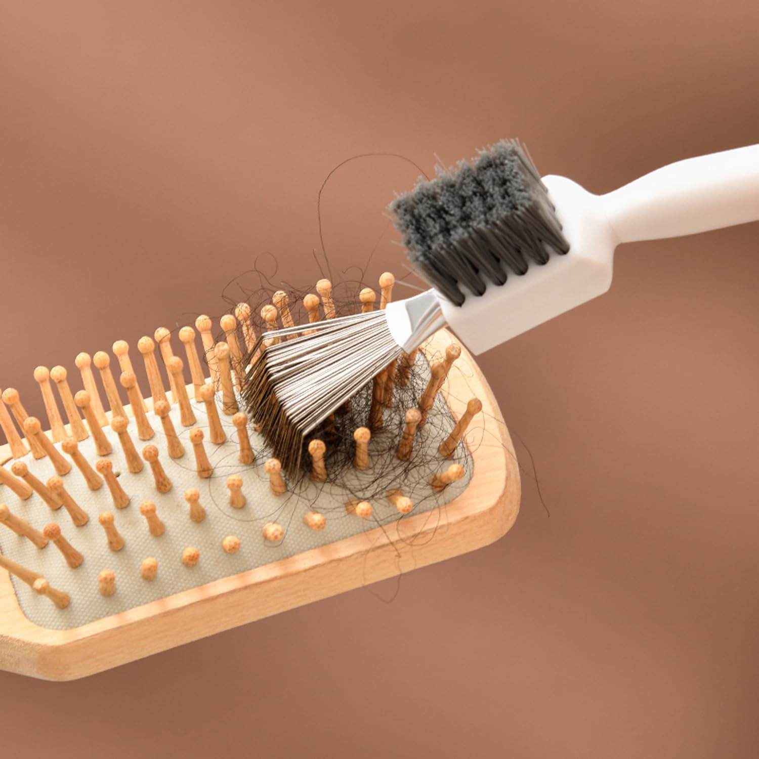 Double Action Metal Wire Hair Brush Cleaner - 2-in-1 Comb & Rake Tool for Removing Hair, Dust & Stiff Bristles | Perfect for Home & Salon Use | Ideal for Daily Hair Care & Professional Styling