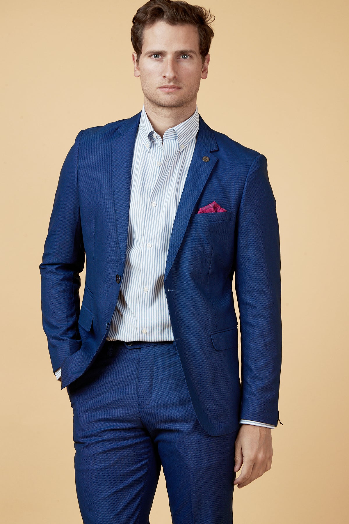 Royal Blue Tailored Blazer for Men - Slim Fit Formal Suit Jacket | Business, Office & Wedding Attire | Premium Wool Blend Fabric