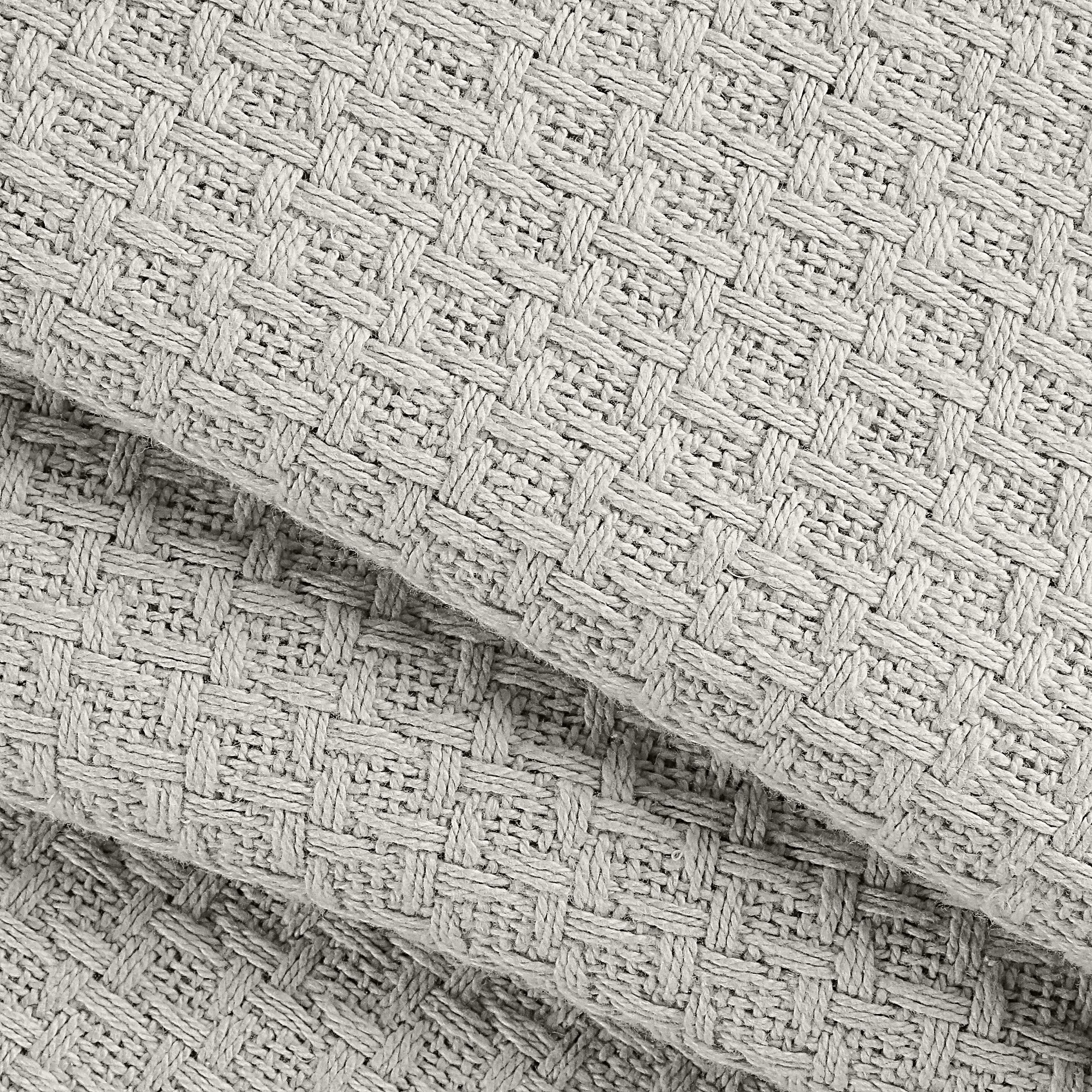 BELIZZI HOME 100% Cotton Twin Size Thermal Blanket - Breathable All Season Bed Blanket for Layering - Light Grey - Perfect for Bedroom, Guest Room, Dorm & Cozy Nights