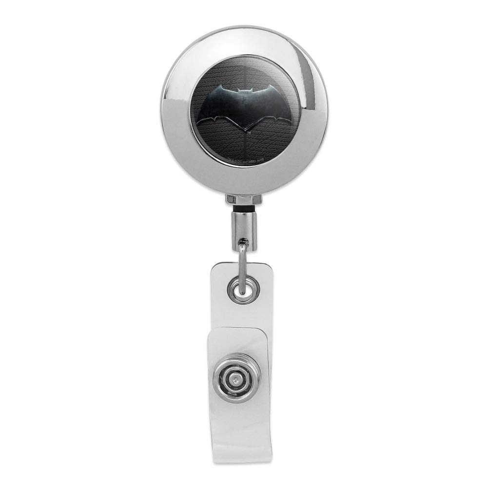 Justice League Movie Batman Logo Retractable Badge Reel - Premium Metal Chrome ID Card Holder Clip for Work, Security, Conventions & Cosplay