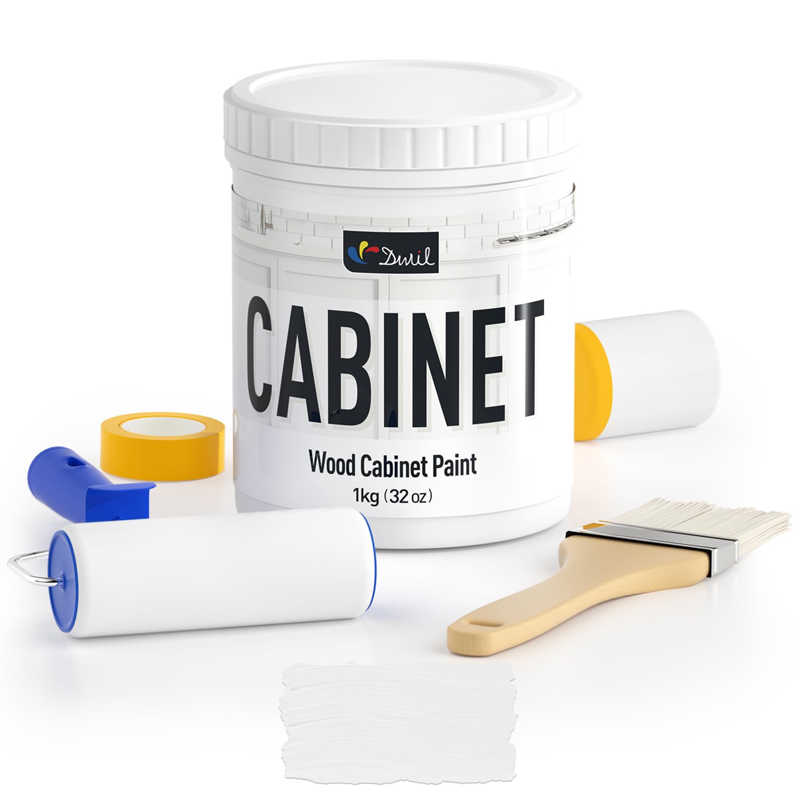 DWIL Cabinet Paint All Match - 32 OZ White | Waterproof, No Sanding, Low Odor Cabinet Paint | Kitchen & Bathroom Cabinet Makeover Kit | Perfect for DIY Home Renovation & Furniture Refinishing Projects