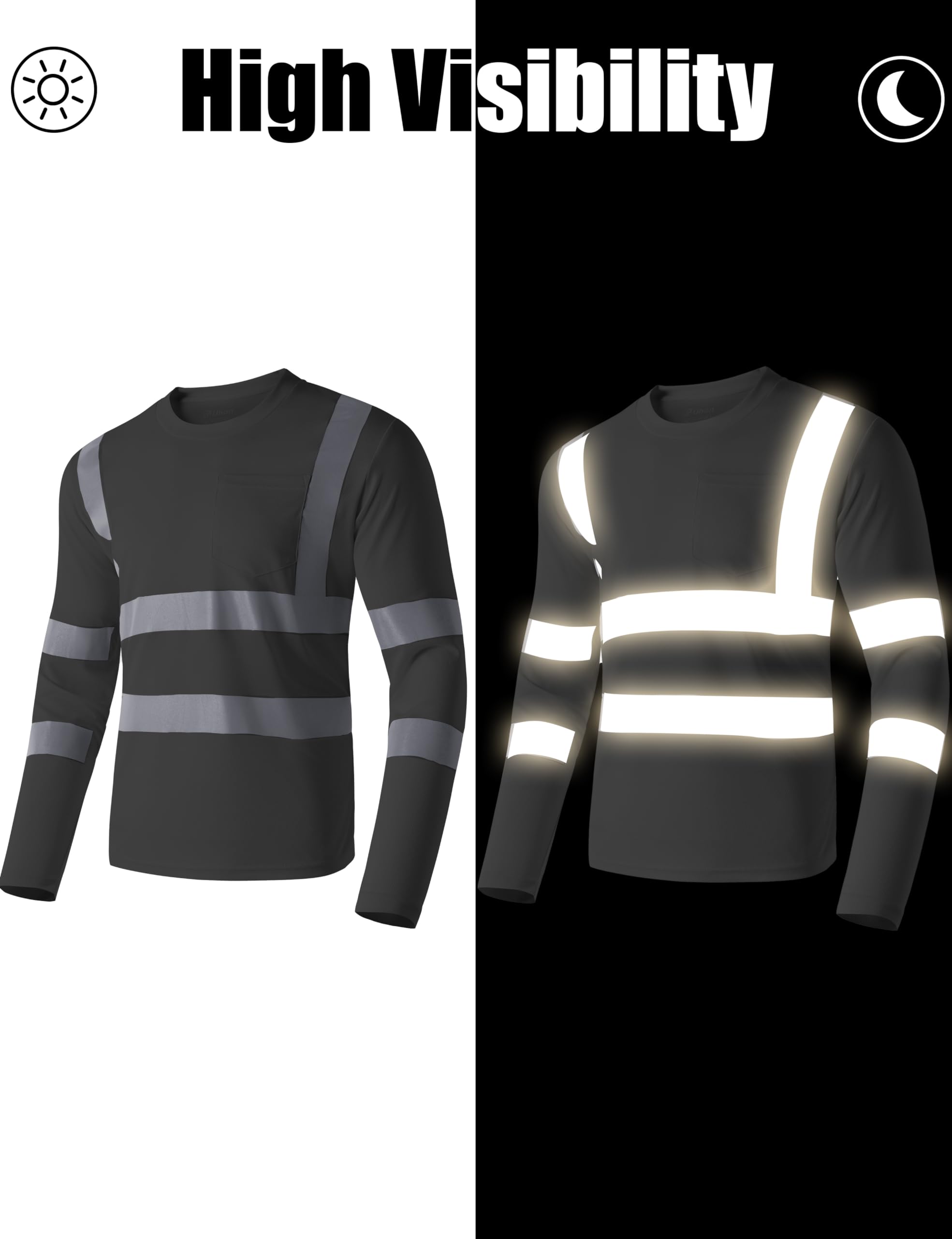 Ubon High Visibility Reflective Safety Shirts for Men - 3 Pack Short Sleeve Construction Work Shirts | Perfect for Nighttime Road Work, Construction Sites & Emergency Responders