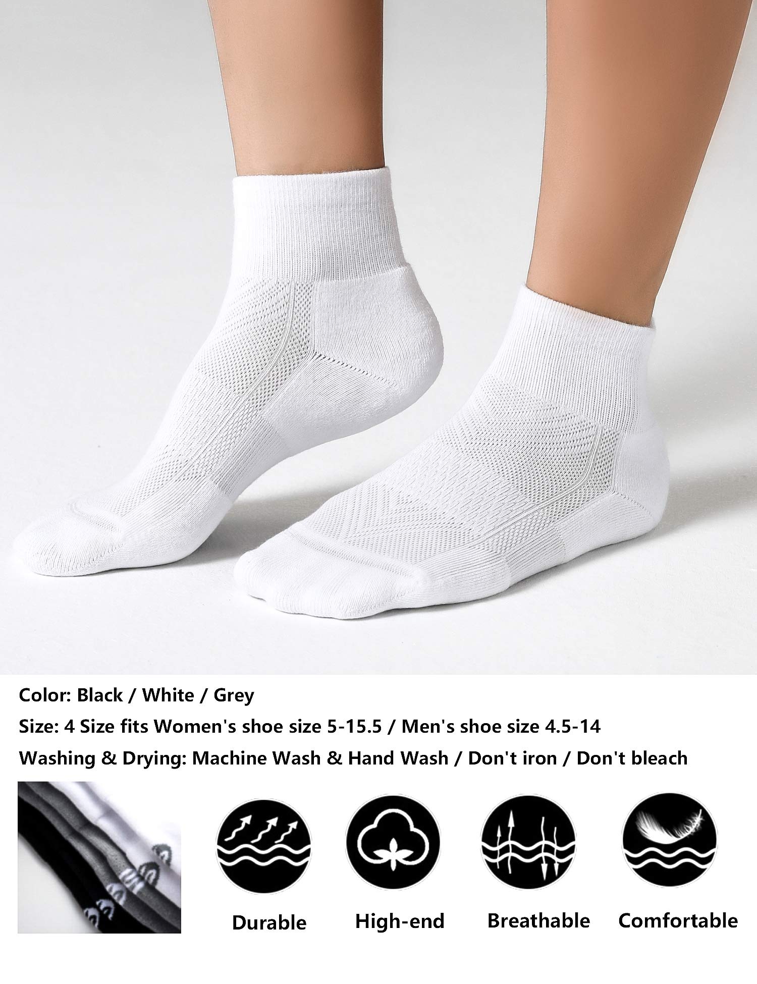 CelerSport 6 Pack Men's Breathable Cushioned Ankle Socks for Running, Sports & Workout - Comfortable Athletic Socks for Gym, Hiking & Daily Wear