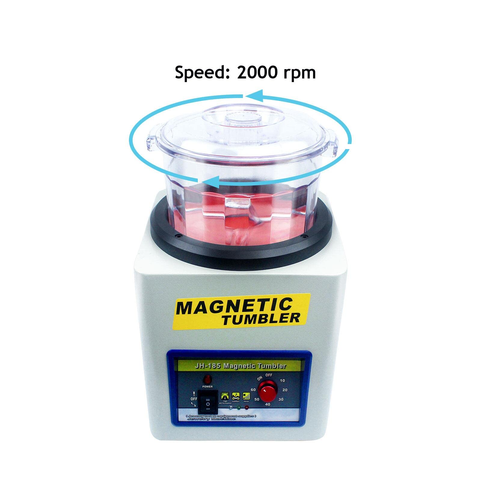180mm 2000 RPM Magnetic Jewelry Tumbler Polisher & Finisher - Adjustable Direction & Timer for DIY Jewelry Making, Metal Polishing, Watch & Coin Cleaning - KT/JH-185