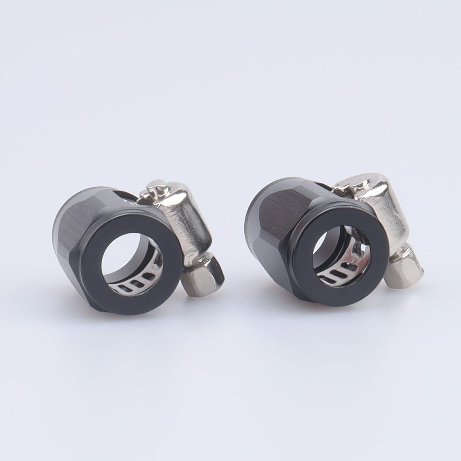 Black Aluminum -6 AN AN6 Hex Hose Finisher Clamp with Screw Band - Pack of 2 for 16mm (0.63