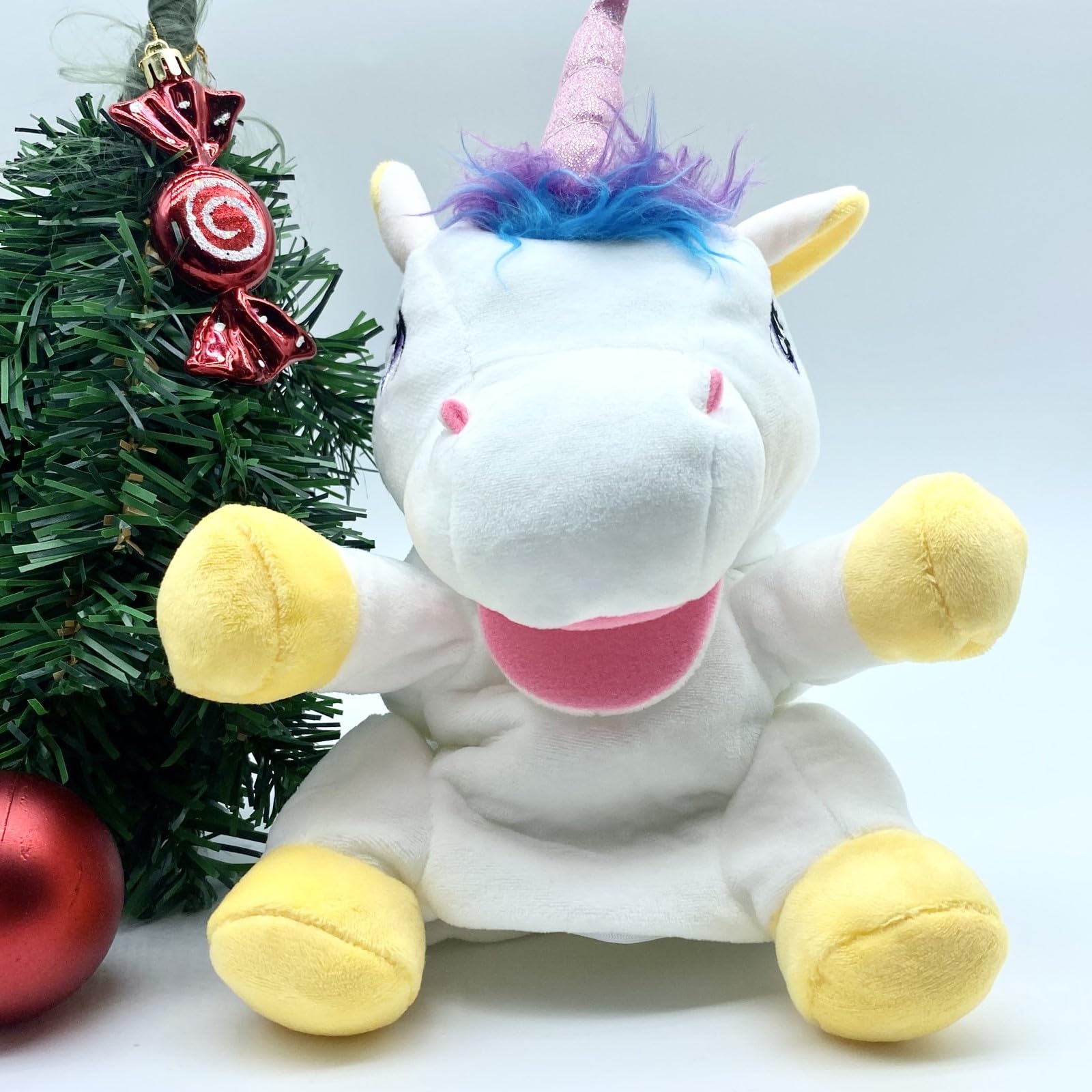 LUOZZY Unicorn Hand Puppet Plush Toy - Soft White Animal Hand Puppet for Kids, Interactive Parent-Child Play, Storytelling & Imaginative Play - Perfect for Birthday Gifts, Classroom Activities & Pretend Play
