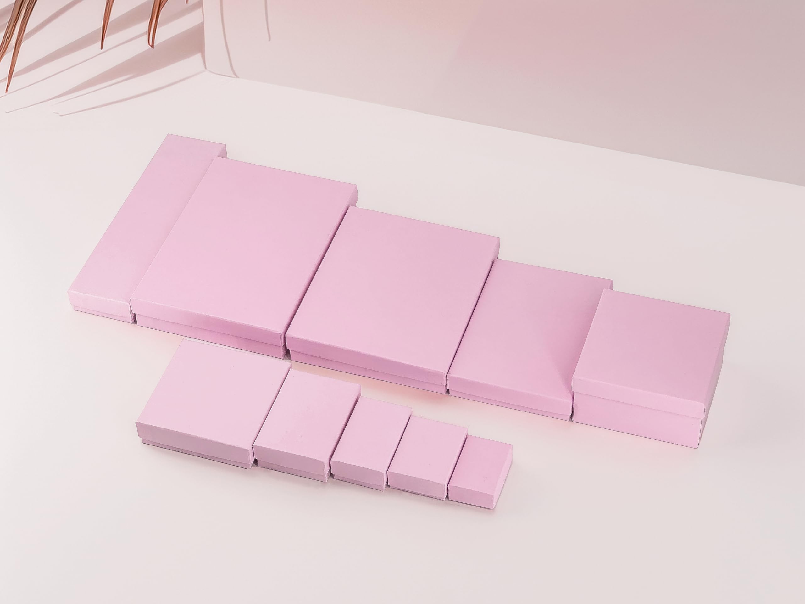 TheDisplayGuys - 25-Pack #99 Cotton Filled Cardboard Jewelry Gift Boxes Set - Pastel Pink (5 Sizes Assortment) - Perfect for Jewelry Storage, Wedding Favors, Gift Packaging & Retail Display