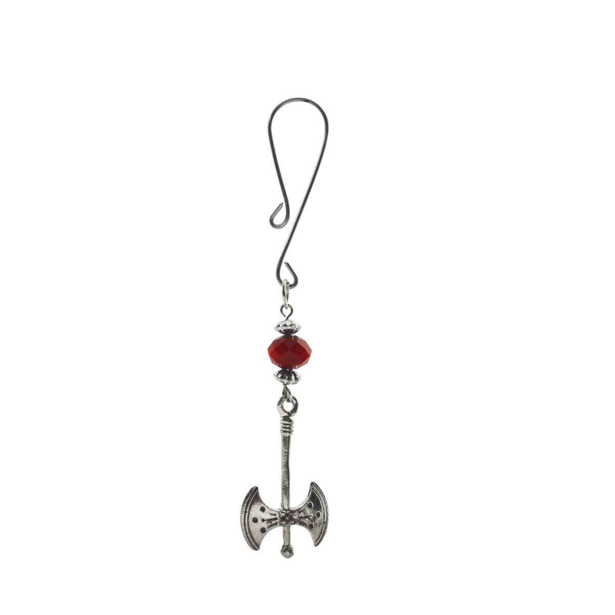 Sensual Party Clit Clamp with Curl Loop, Labrys Charm & Red Bead - BDSM Adult Toy for Couples, Sensation Play & Intimate Pleasure