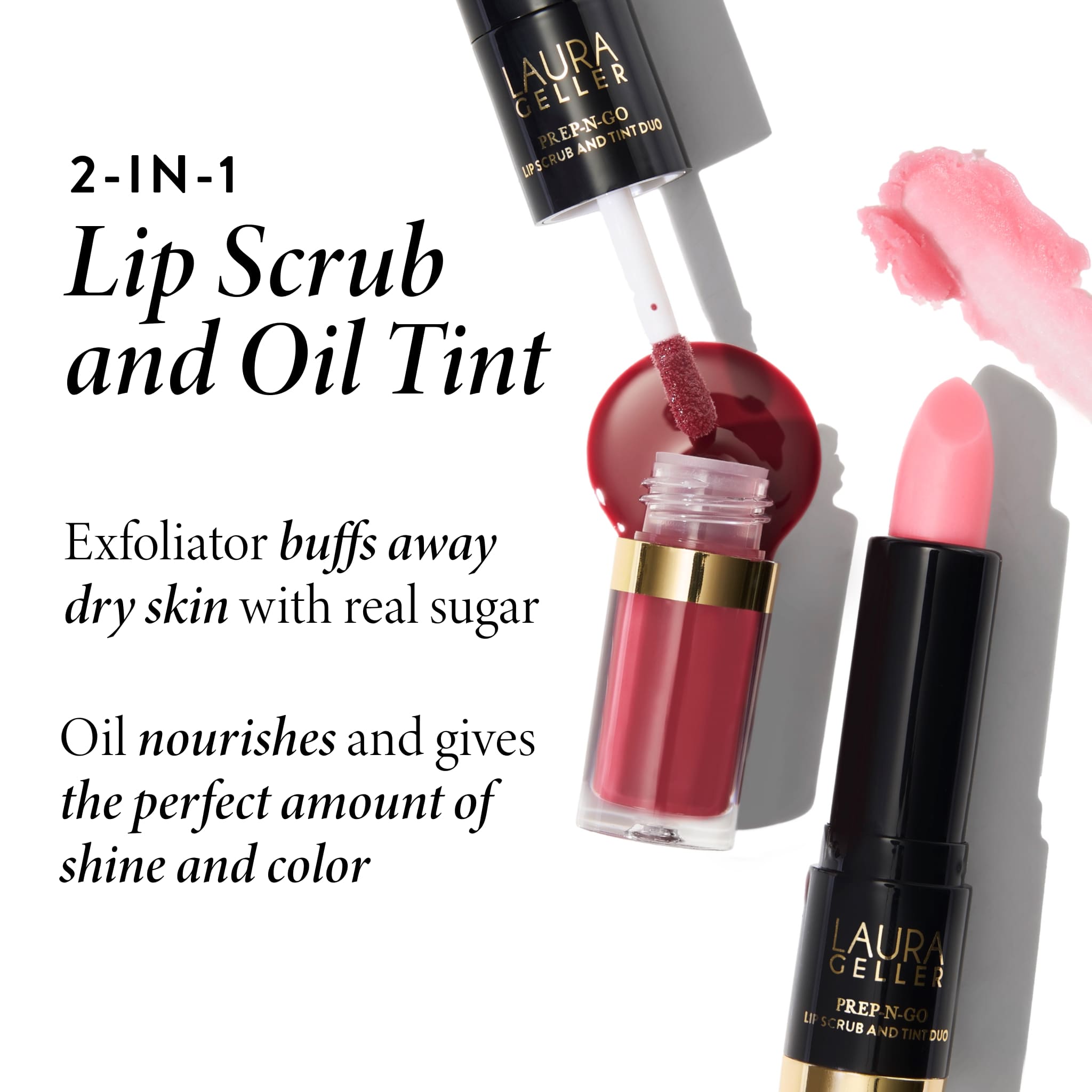 Prep n Go Lip Scrub & Tint Duo Set - Exfoliating & Moisturizing Lip Care for Soft, Smooth Lips - Perfect for Daily Use, Travel & On-the-Go Beauty Routine