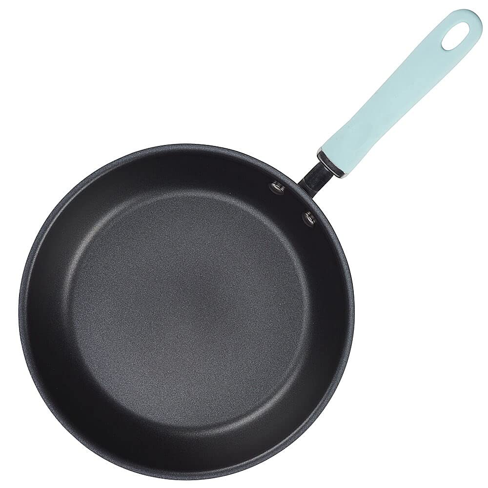 Rachael Ray 11-Piece Hard Anodized Nonstick Cookware Set with Light Blue Handles - Durable Aluminum Pots & Pans for Everyday Cooking, Frying & Baking | Perfect for Home Chefs & Kitchen Enthusiasts