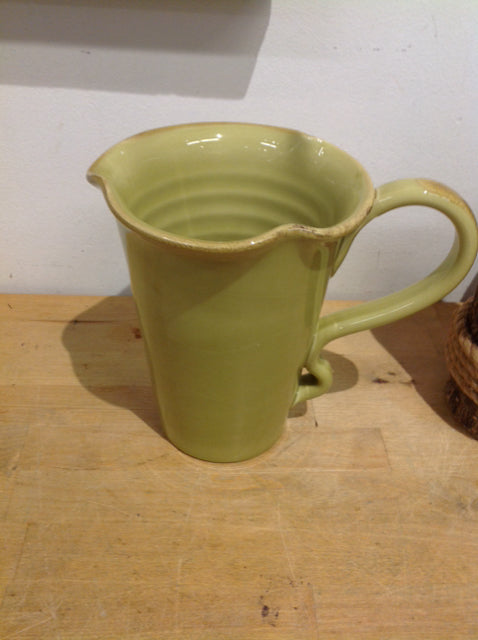 8 Italy Green Ceramic Pitcher - Handmade Olive Oil Dispenser & Water Jug for Kitchen, Dining Table & Outdoor Picnics - Elegant Home Decor & Gift Idea