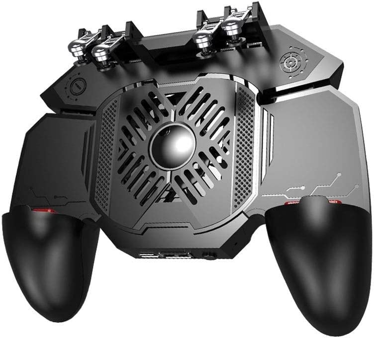 PUBG Mobile Game Controller Grip - HZADY 6-Finger Trigger Joystick with Cooling Fan & Portable Charger | Perfect for PUBG Mobile Gaming, Travel & Competitive Play