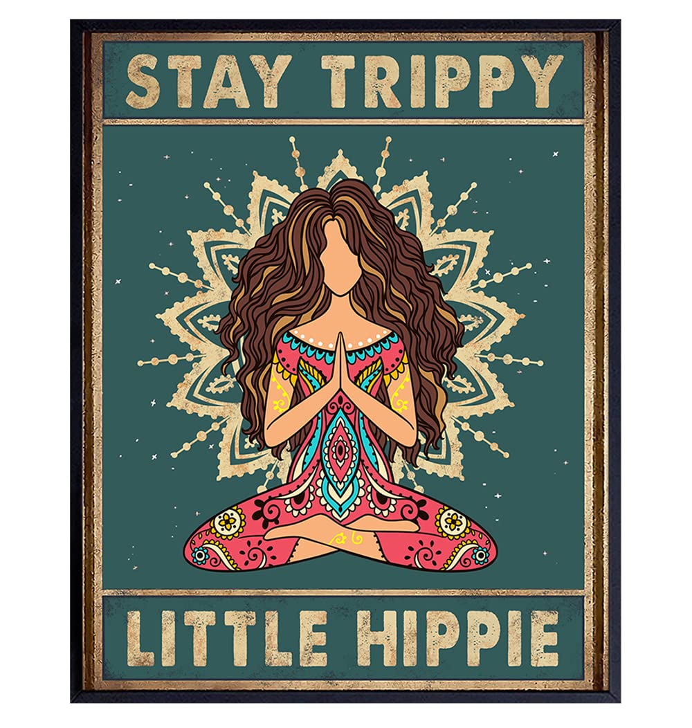 Trippy Hippie Wall Decor - Boho Art for Women & Girls - Zen Meditation Room Decor