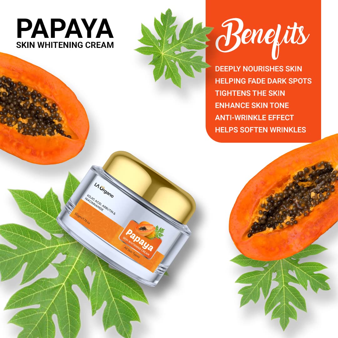 Organic Papaya Skin Whitening Cream & Glutathione Face Wash Combo Pack - Brightening & Hydrating Facial Care Set for Glowing Skin | Day & Night Use for Radiant Complexion
