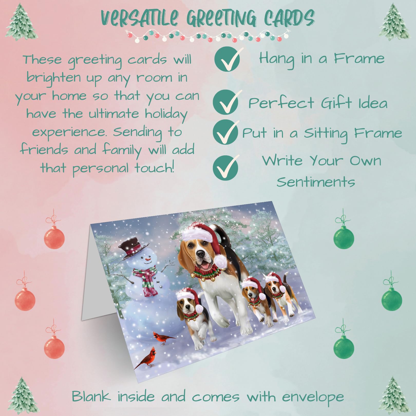Christmas Dog Greeting Cards for Beagle Lovers - 10 Adorable Pet Invitation Cards with Envelopes - Festive Holiday Cards for Family, Friends & Pet Owners - Perfect for Christmas Gifts, Pet Birthday Parties & Holiday Mailings