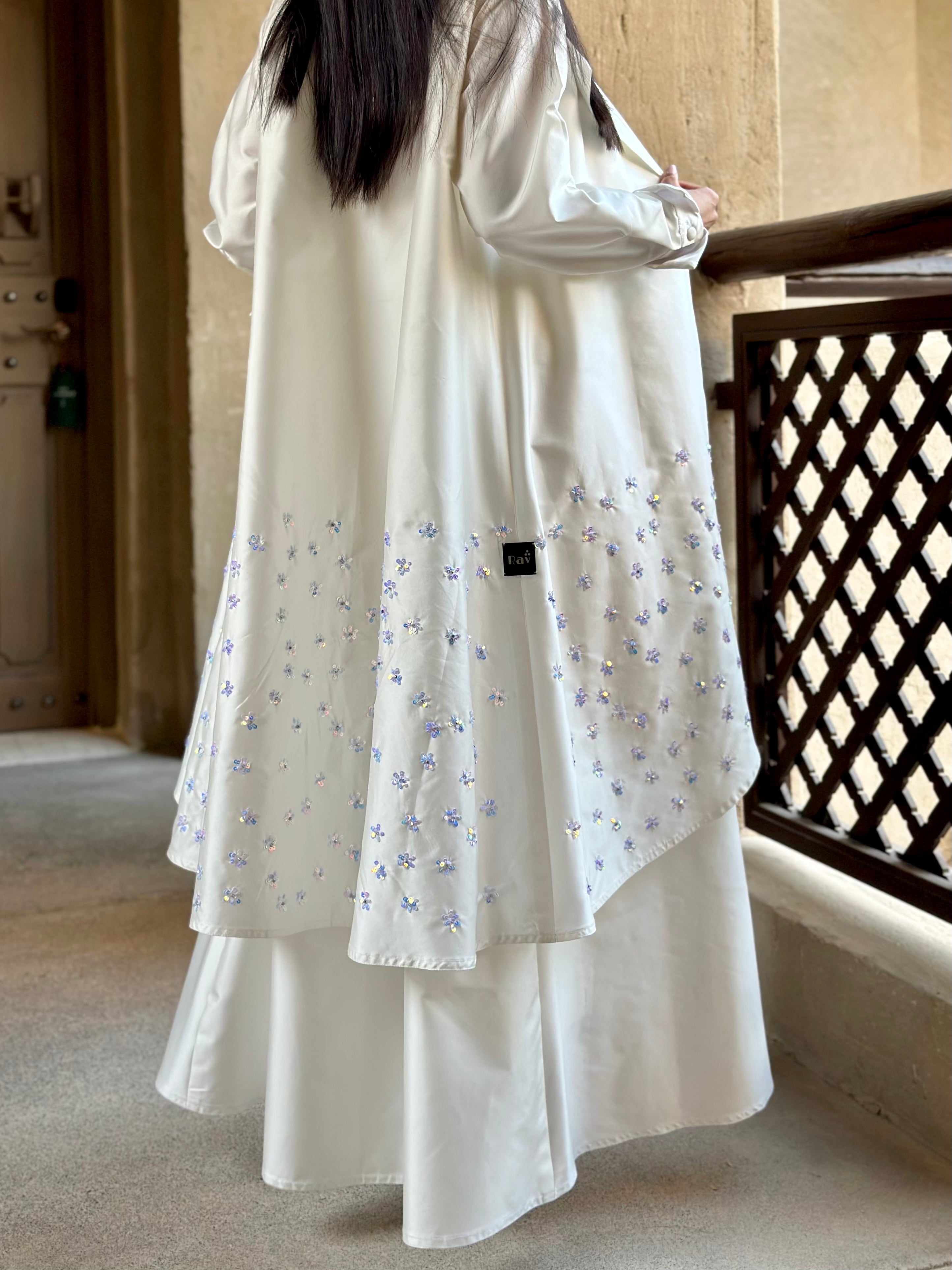 Luxury Off White Abaya #184 - Elegant Islamic Dress for Women - Perfect for Prayer, Weddings & Special Occasions