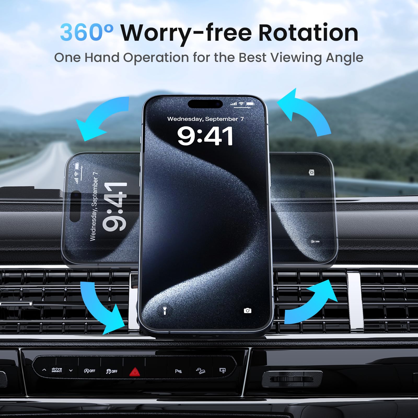 Miracase MagSafe Car Mount - Strong Magnetic Phone Holder for Car Vent, 360° Rotating Hands-Free Phone Mount Compatible with iPhone 15/14/13/12 & All Smartphones - Perfect for Driving, Navigation & Road Trips