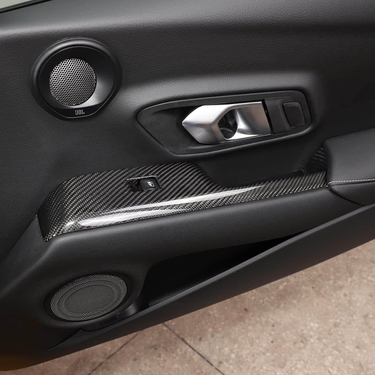 Real Carbon Fiber Car Interior Door Armrest Window Switch Panel Cover Trim for Toyota Supra GR A90 A91 MK5 2018-2024 LHD (Black) - Upgrade Your Ride with Premium Style & Protection for Daily Driving & Car Shows