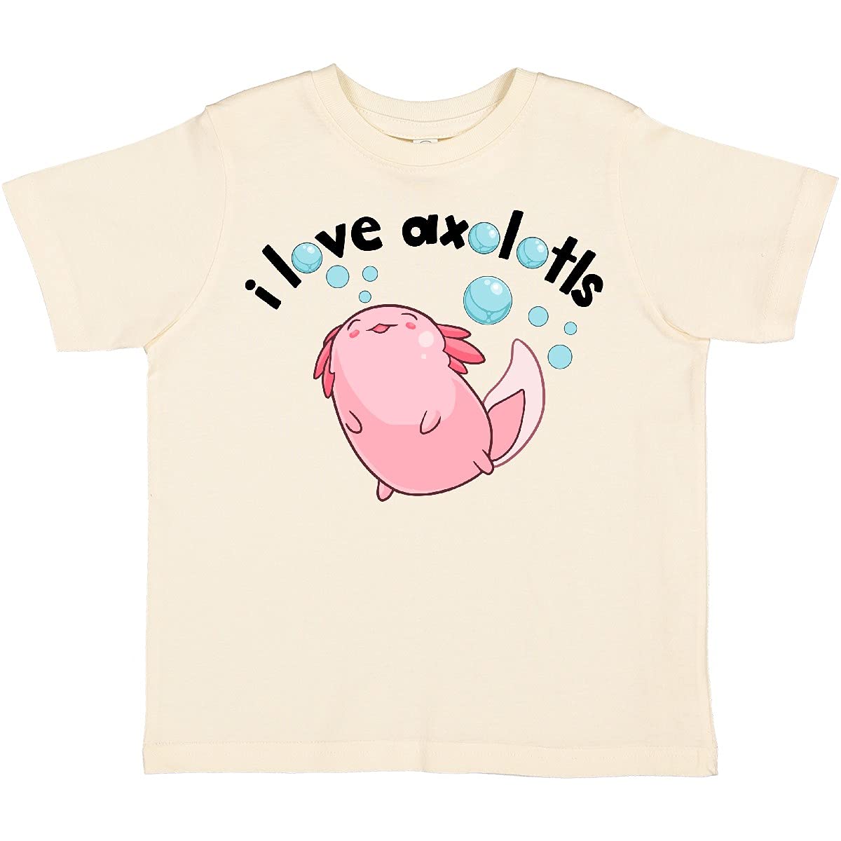Inktastic I Love Axolotls with Bubbles Toddler T-Shirt | Cute Axolotl Graphic Tee for Kids | Perfect for Playdates, School & Casual Outfits