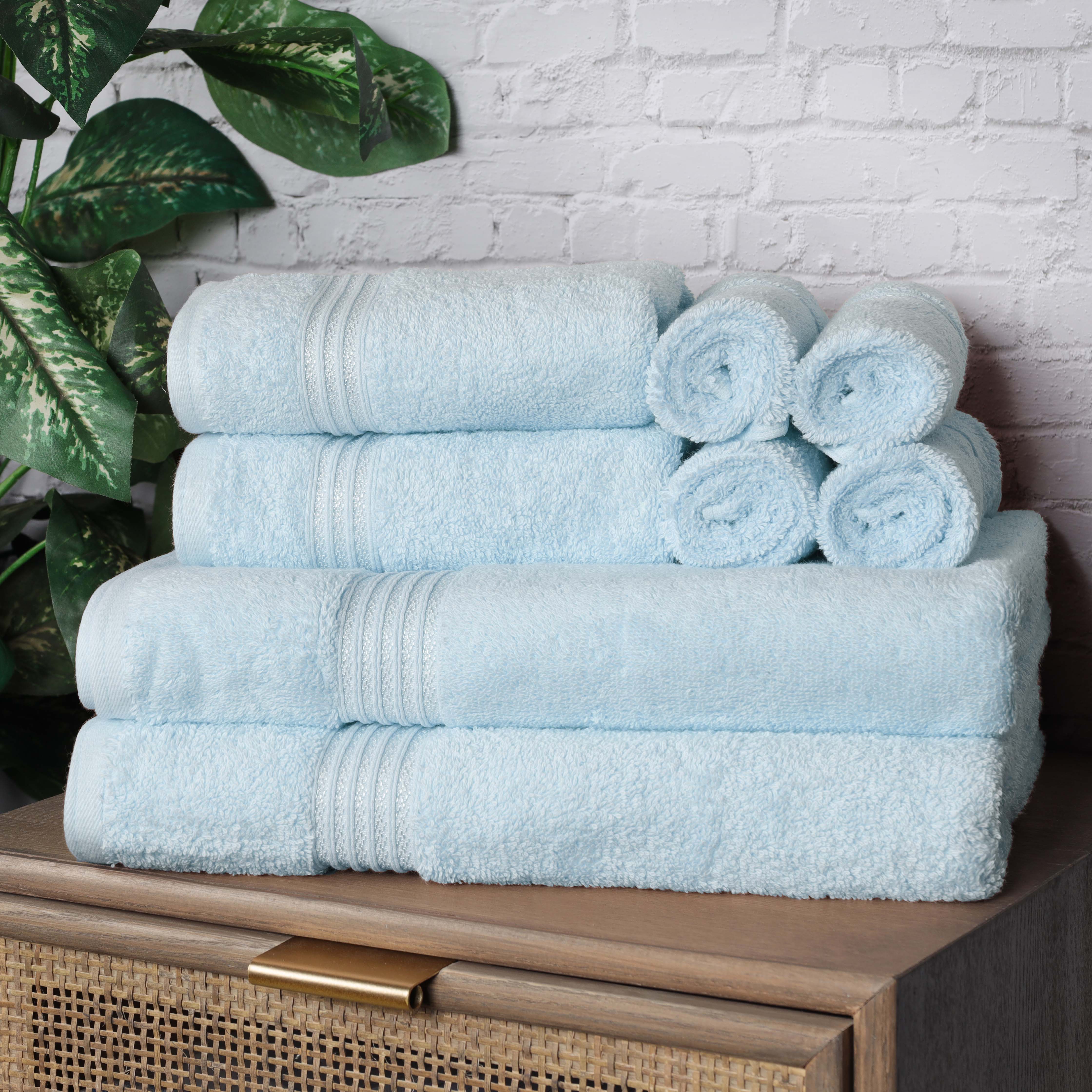 Premium Egyptian Cotton 8-Piece Bath Towel Set - Ultra Soft, Highly Absorbent & Quick-Drying - Perfect for Spa, Bathroom & Beach Use