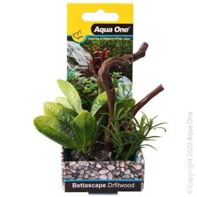 Aqua One Bettascape Lily Leaf On Driftwood Green 15cm - Realistic Aquarium Plant Decor for Fish Tanks, Terrariums & Aquatic Habitats - Perfect for Betta Fish, Shrimp & Tropical Aquascaping