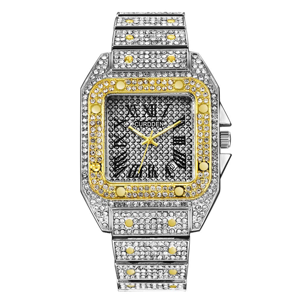 Stainless Steel Diamond Accent Men's Solar Watch - Business Chronograph with Full Calendar Display | Perfect for Office, Formal Events & Everyday Wear