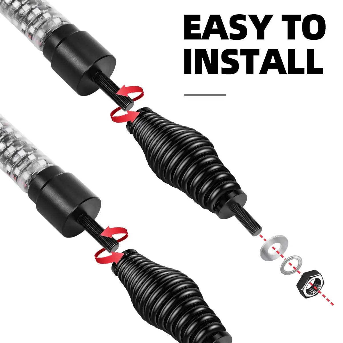 2-Pack Whip Light Spring Mounting Base for Off-Road Vehicles - Durable ATV, UTV, Motorcycle Accessory for Night Riding & Off-Road Adventures