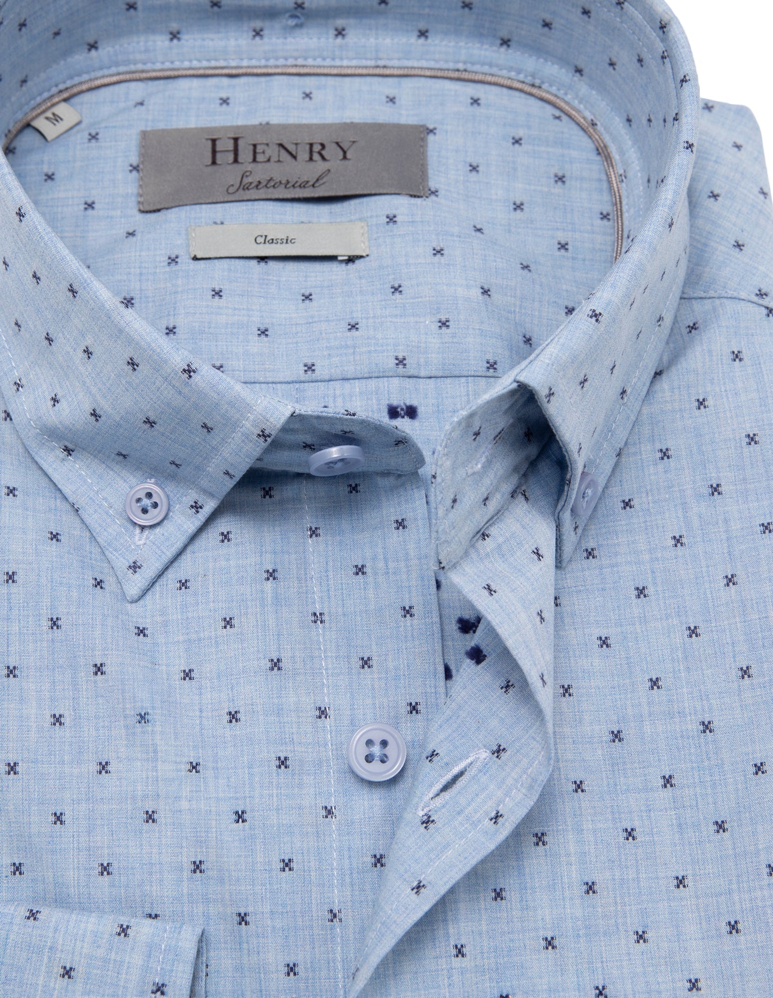 Henry Sartorial Casual Cross Shirt for Men - Blue Button Down Shirt | Comfortable Office Wear & Weekend Outfits